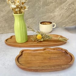 wooden serving tray decorative food plate for tea coffee snacks and desserts