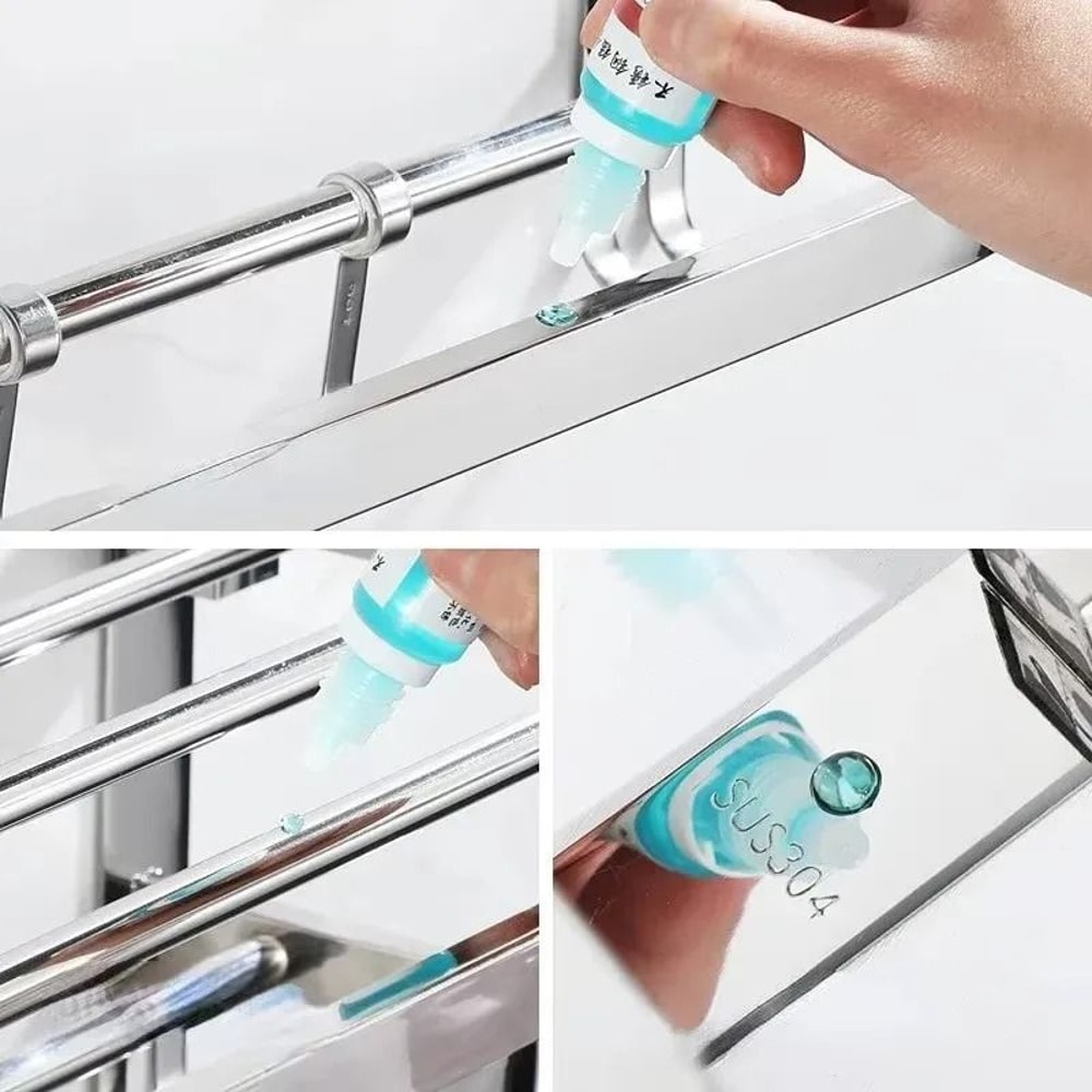 304 Stainless Steel Foldable Bathroom Towel Rack No Punch Storage Holder 7