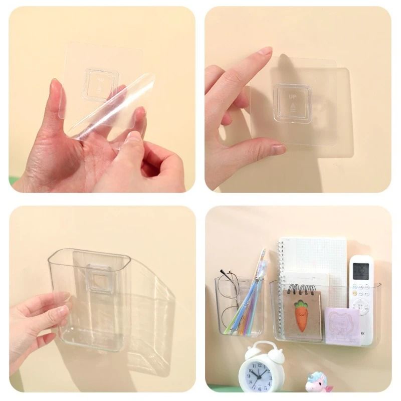 Transparent Wall Mounted Remote Control Holder Bedside Storage Organizer 3
