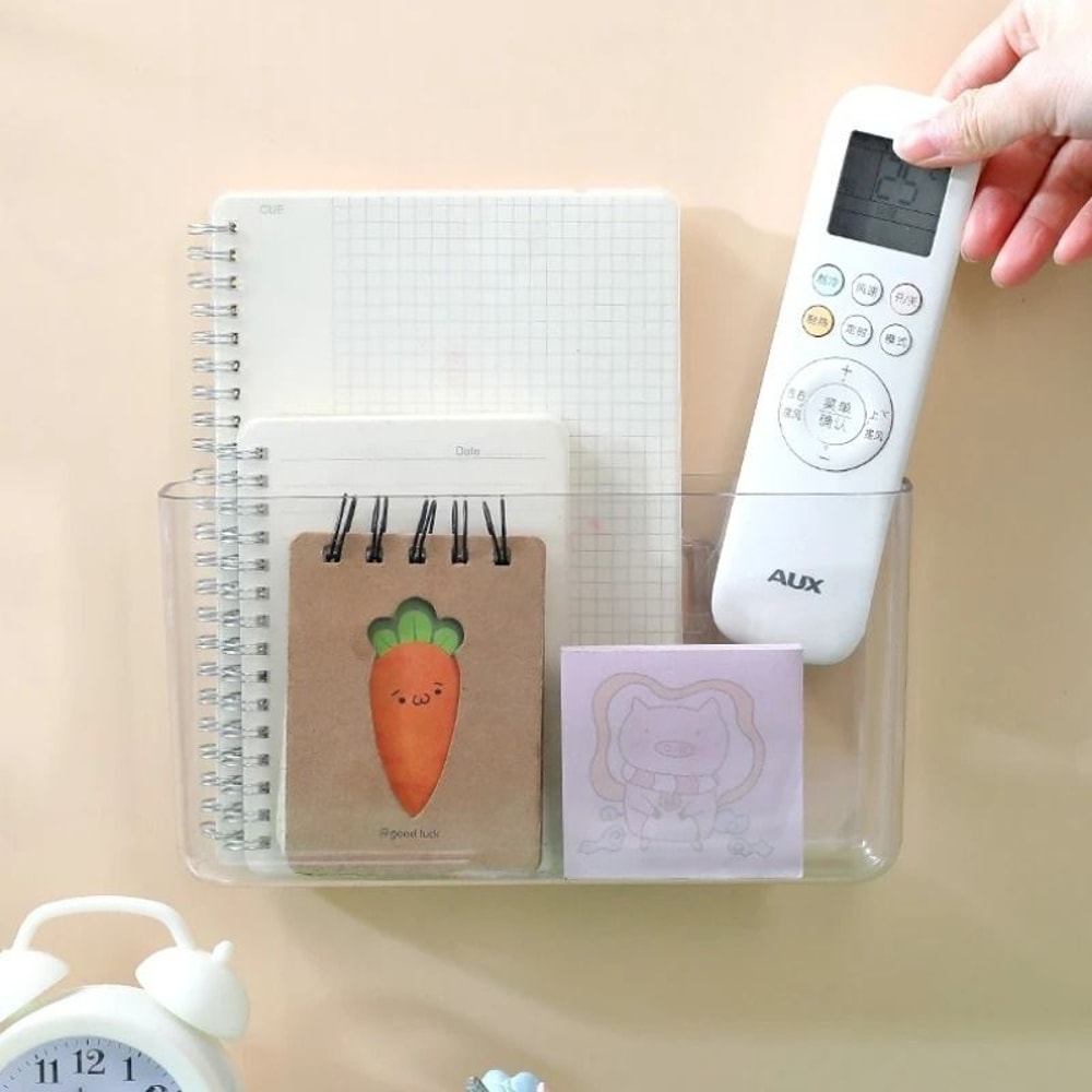 Transparent Wall Mounted Remote Control Holder Bedside Storage Organizer 4