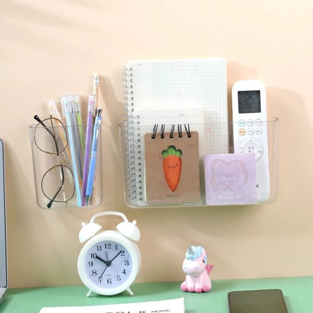 Transparent Wall Mounted Remote Control Holder Bedside Storage Organizer 5