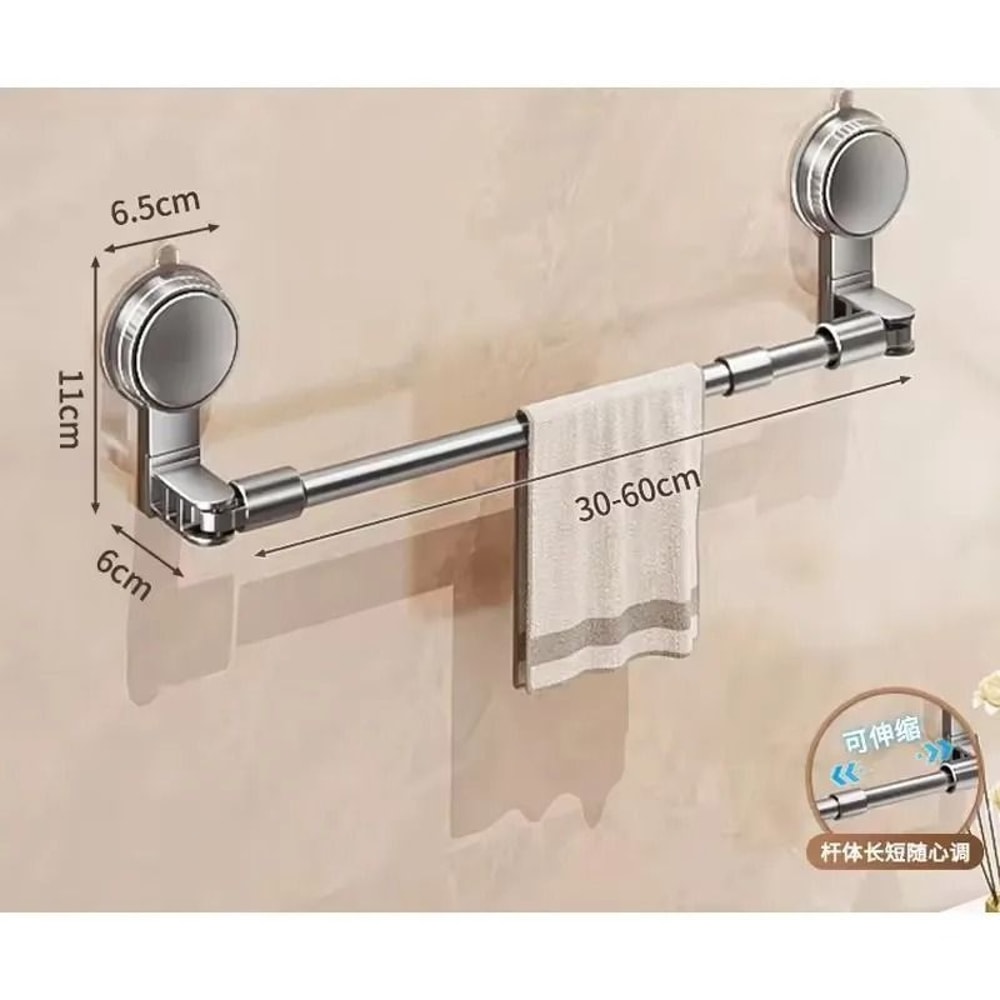 Retractable No Drilling Towel Rack Suction Cup Wall Mounted Towel Holder 1