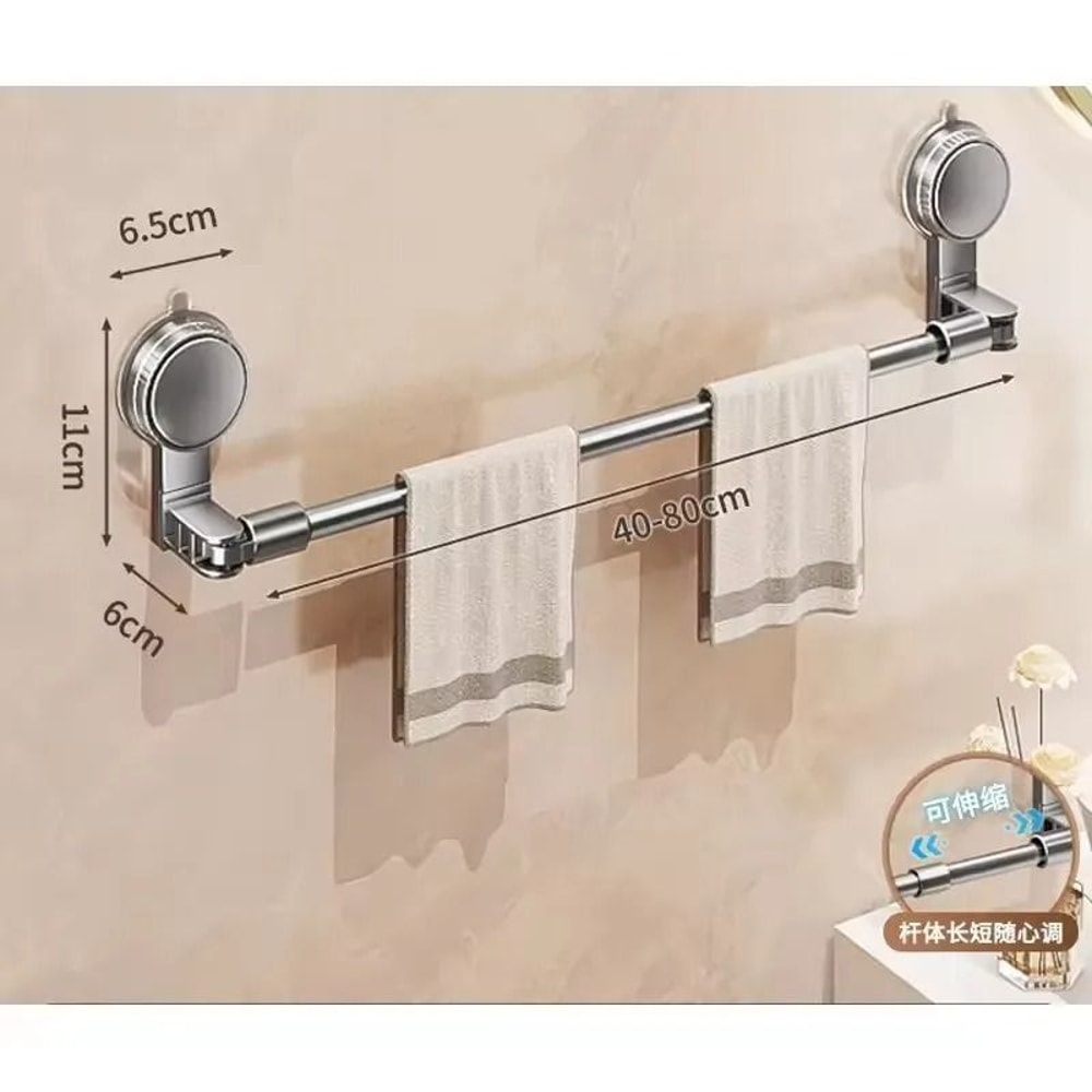 Retractable No Drilling Towel Rack Suction Cup Wall Mounted Towel Holder 2