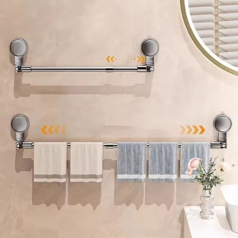 Retractable No Drilling Towel Rack Suction Cup Wall Mounted Towel Holder 5