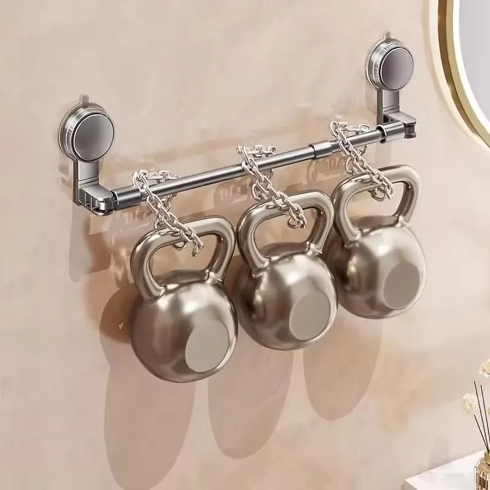Retractable No Drilling Towel Rack Suction Cup Wall Mounted Towel Holder 7