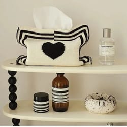 nordic heart knitted tissue box cover decorative fabric tissue holder