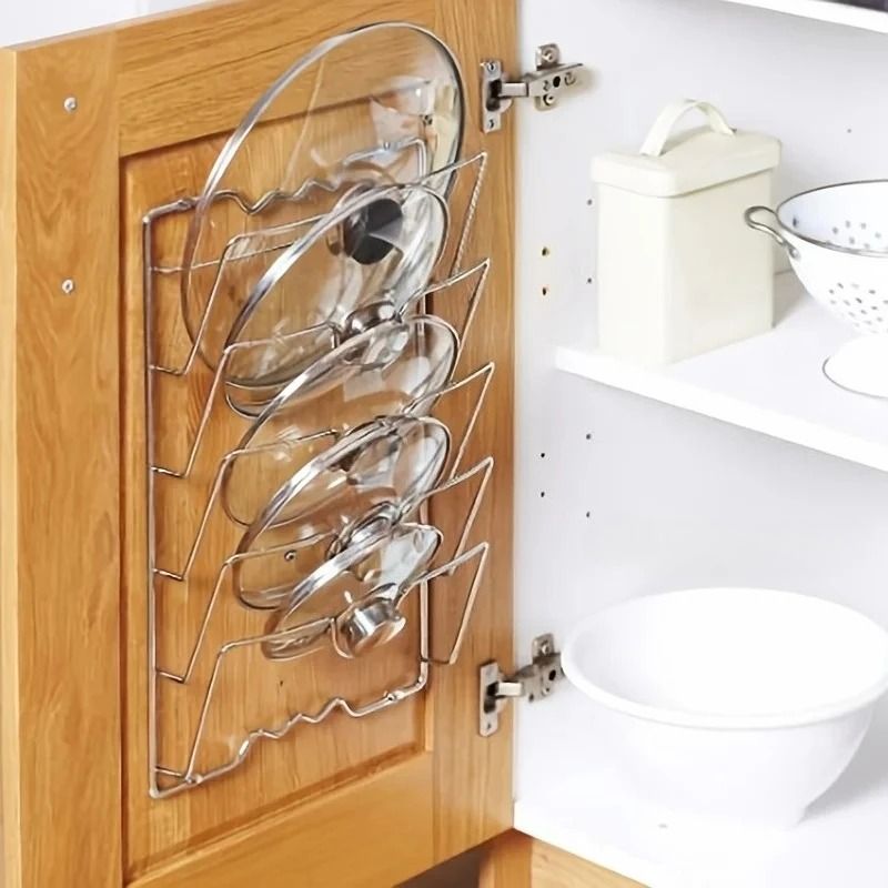 Wall Mounted Metal Pot Rack Multi Layer Kitchen Lid And Utensil Organizer 3