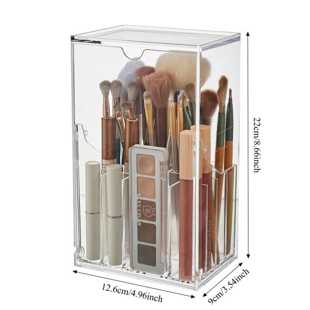 Clear Makeup Brush Holder With Lid Large Capacity Cosmetic Organizer 2