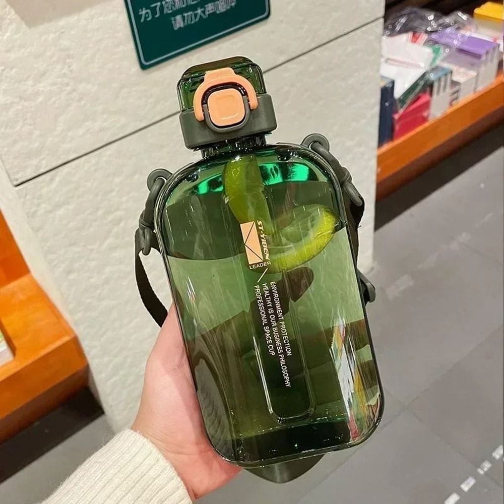 750 ML Flat Water Bottle With Time Marker Leakproof Portable Sports Bottle 7