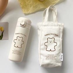 bear thermos travel cup vacuum insulated portable sports water bottle 450ml