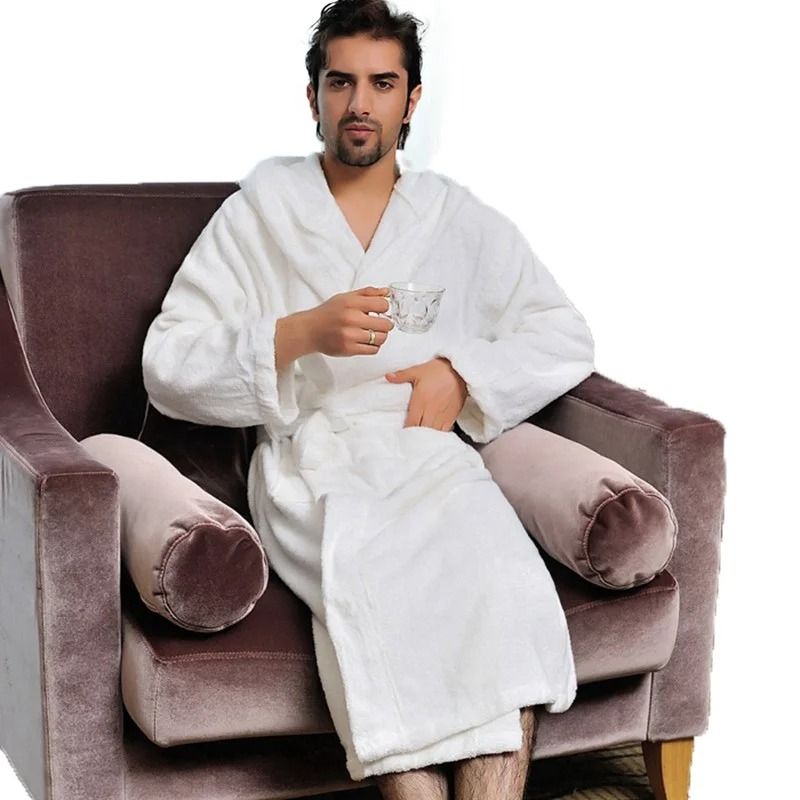 Mens Hooded Cotton Terry Bathrobe Long Towel Robe For Big And Tall 8