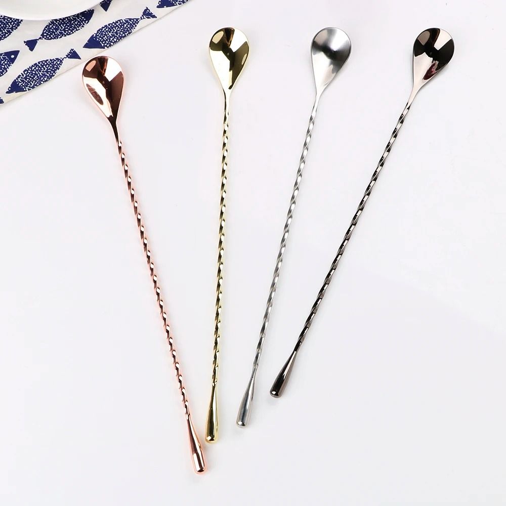 Stainless Steel Cocktail Mixing Spoon Spiral Bartender Bar Tool 30cm 40cm 9