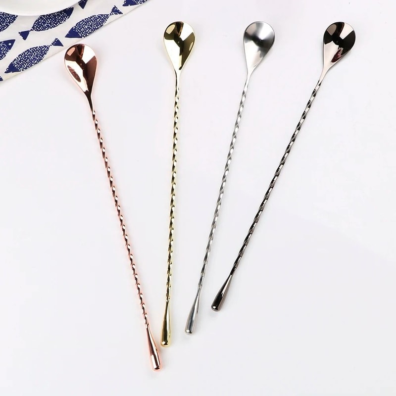 Stainless Steel Cocktail Mixing Spoon Spiral Bartender Bar Tool 30cm 40cm 9