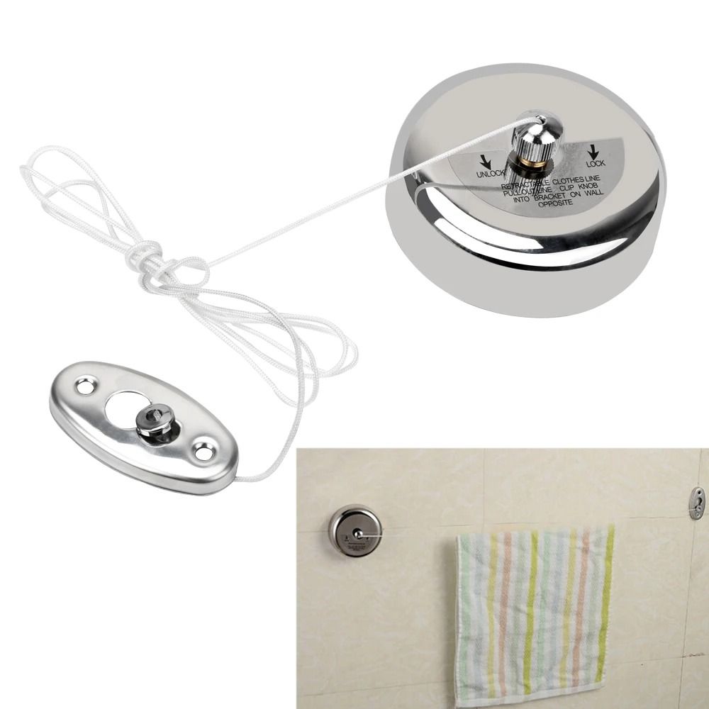 Retractable Clothesline Stainless Steel Wall Mounted Laundry Drying Rope 5