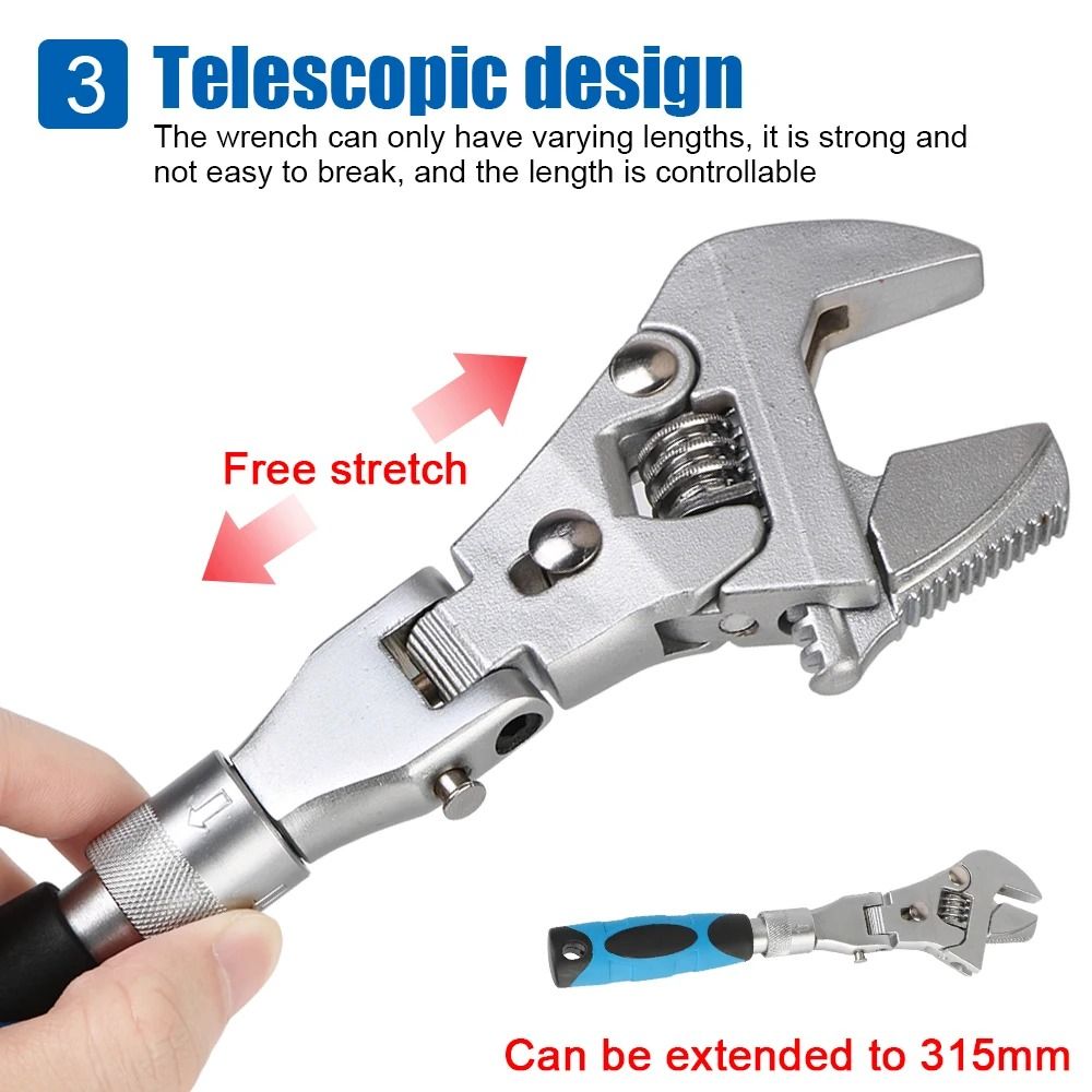 10 Inch Adjustable Torque Ratchet Wrench 5 In 1 Folding Spanner For Home And Repair Work 2