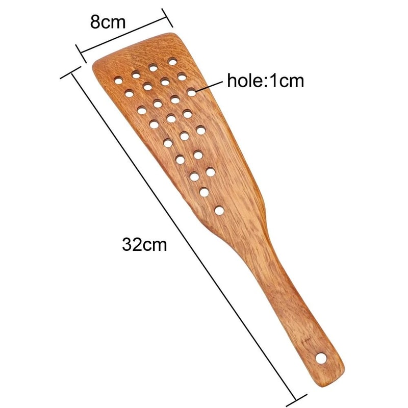 Wooden Slotted Spatula For Non Stick Pans Heat Safe Frying And Steak Turner 1