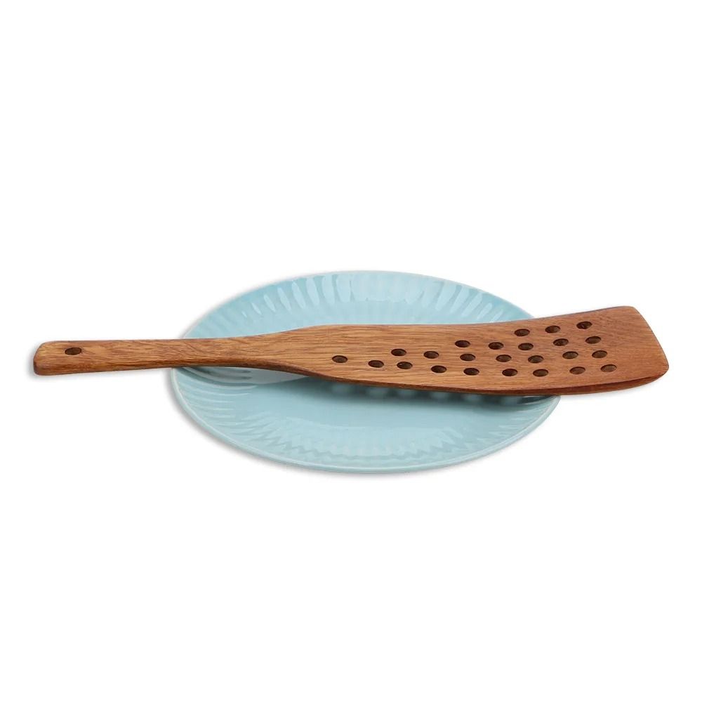 Wooden Slotted Spatula For Non Stick Pans Heat Safe Frying And Steak Turner 3