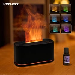 flame effect aroma humidifier essential oil diffuser with led night light