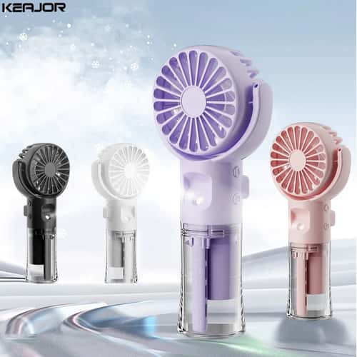 Portable Water Mist Fan USB Rechargeable Handheld Cooling Fan with Neck Strap