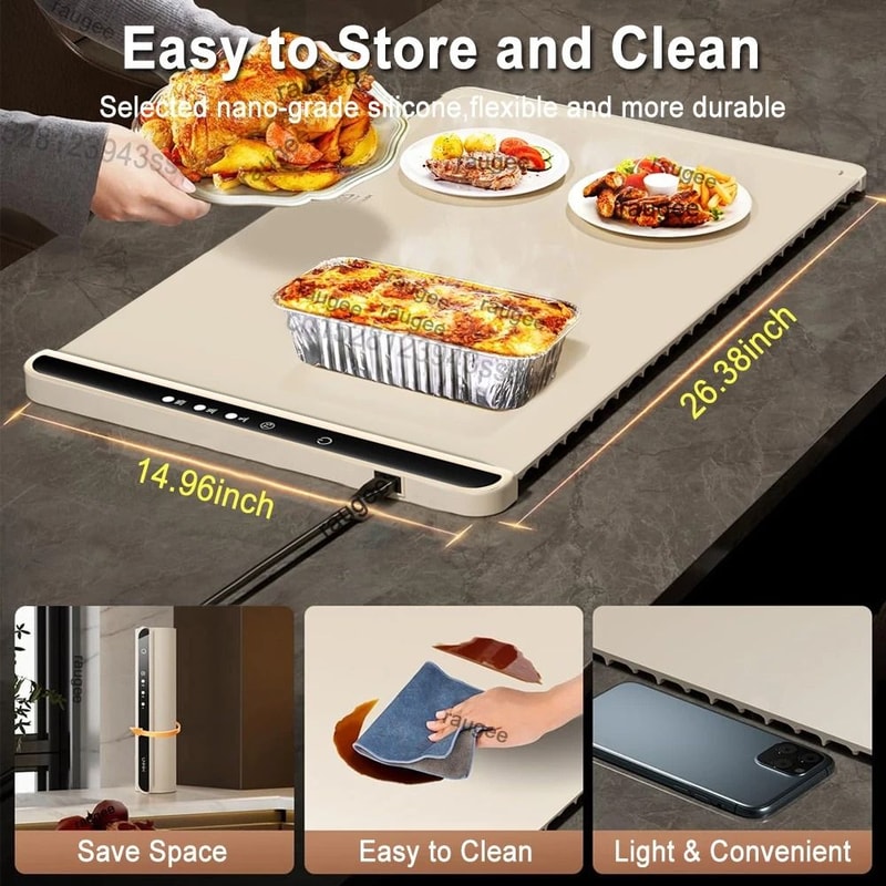 Foldable Electric Warming Tray Smart Food Warmer Mat With 3 Temperature Settings 5