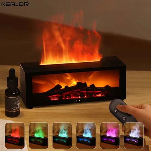 Flame Effect Aroma Humidifier Essential Oil Diffuser with RGB Light and Remote Control