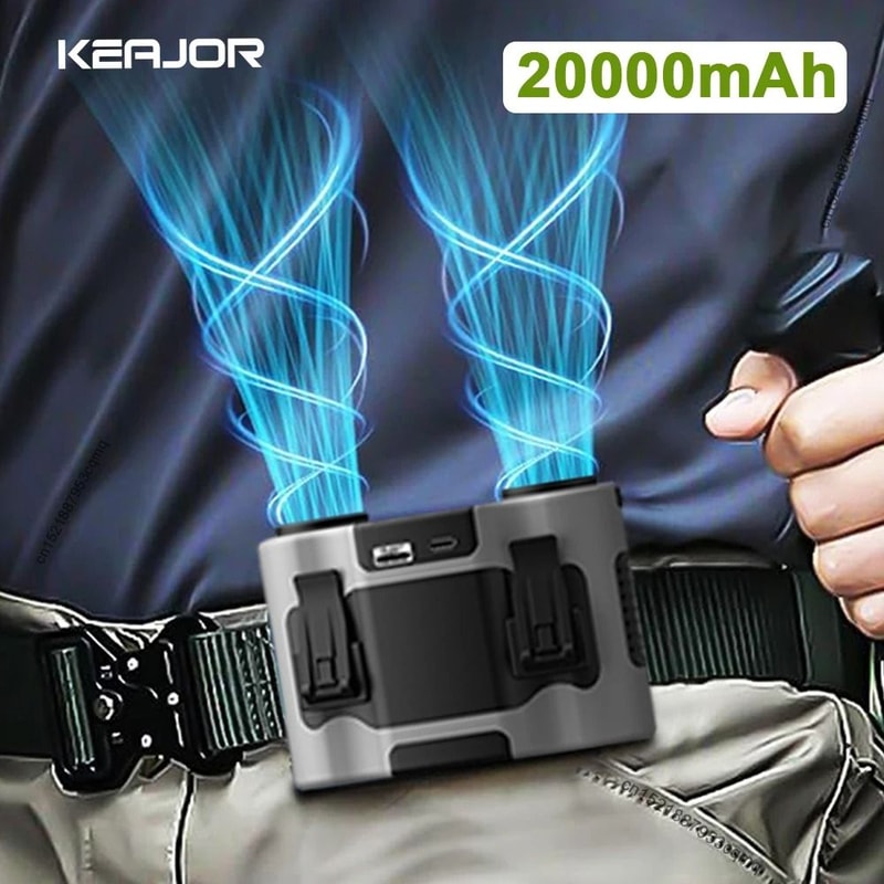 Portable Waist Fan 20000mAh Hanging Neck Fan With Power Bank And Strong Wind 6