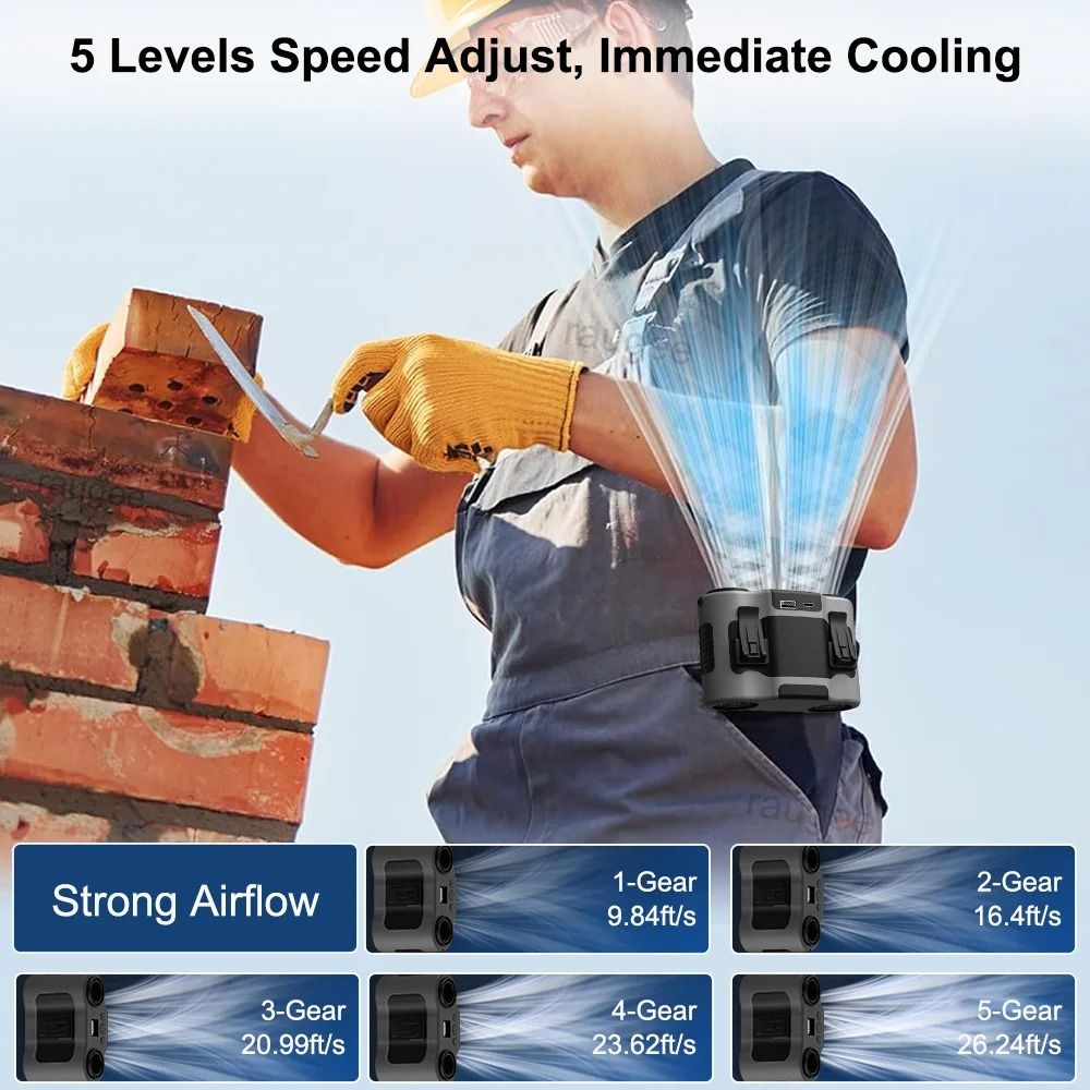 Portable Waist Fan 20000mAh Hanging Neck Fan With Power Bank And Strong Wind 7