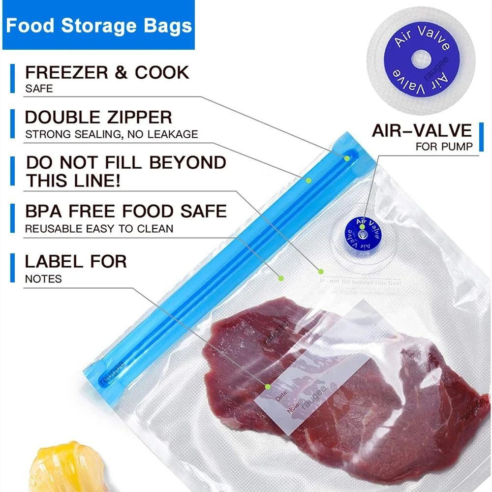 Reusable Food Vacuum Bags BPA Free Vacuum Sealing Storage Bags With Air Valve 10 Pack 8