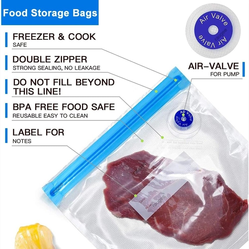 Reusable Food Vacuum Bags BPA Free Vacuum Sealing Storage Bags With Air Valve 10 Pack 8