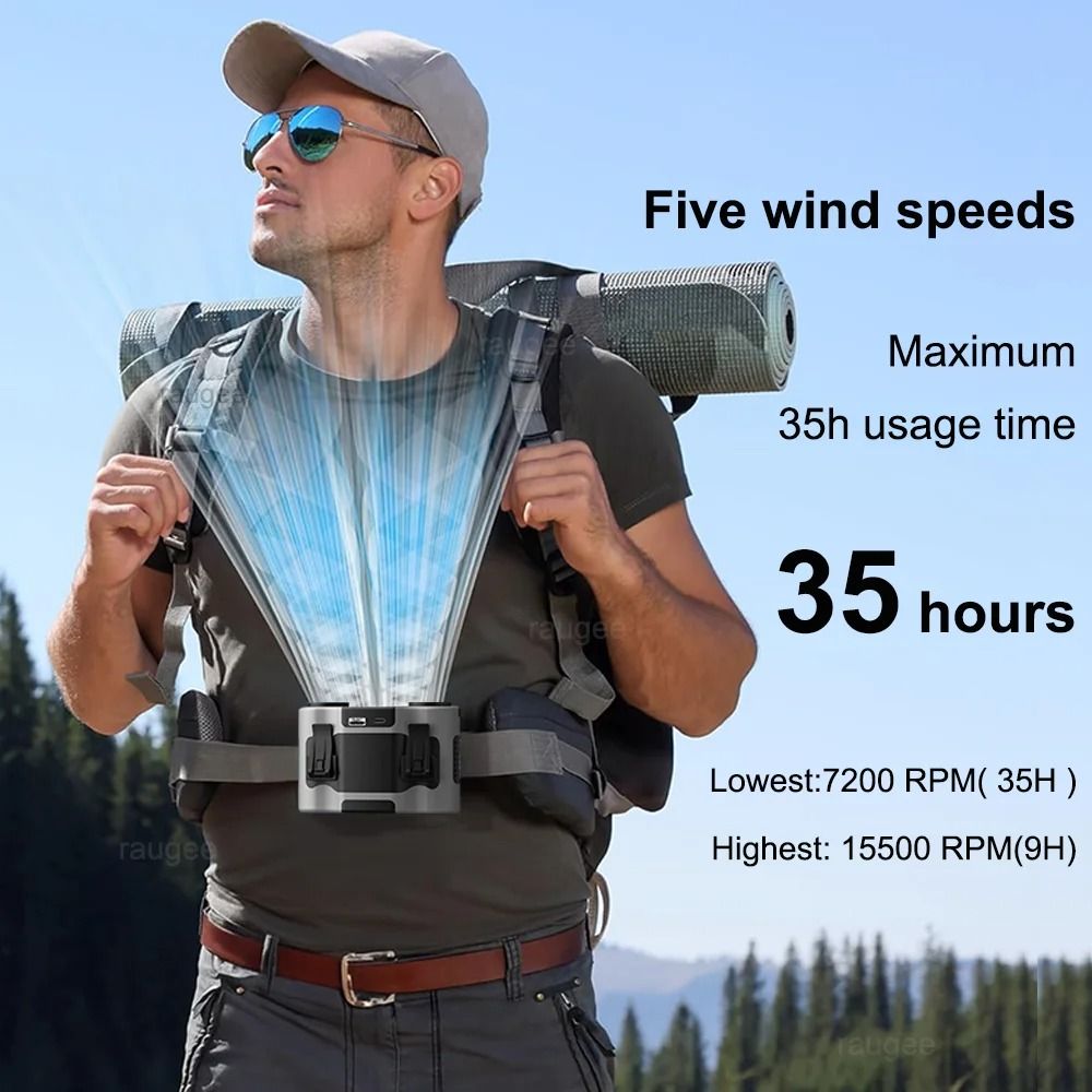 Portable Waist Fan 20000mAh Rechargeable Hanging Neck Fan With Power Bank For Outdoor Use 5