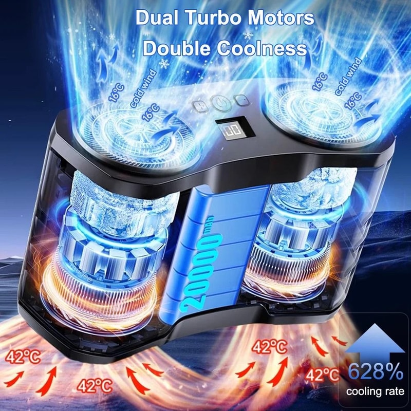 Portable Waist Fan 20000mAh Rechargeable Hanging Neck Fan With Power Bank For Outdoor Use 6