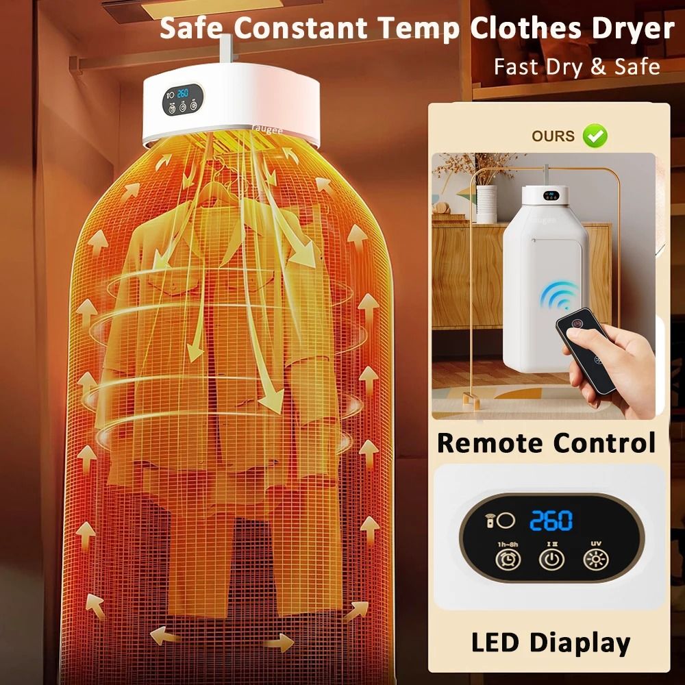 Portable Electric Clothes Dryer Mini Foldable Laundry Dryer With Remote Control 6
