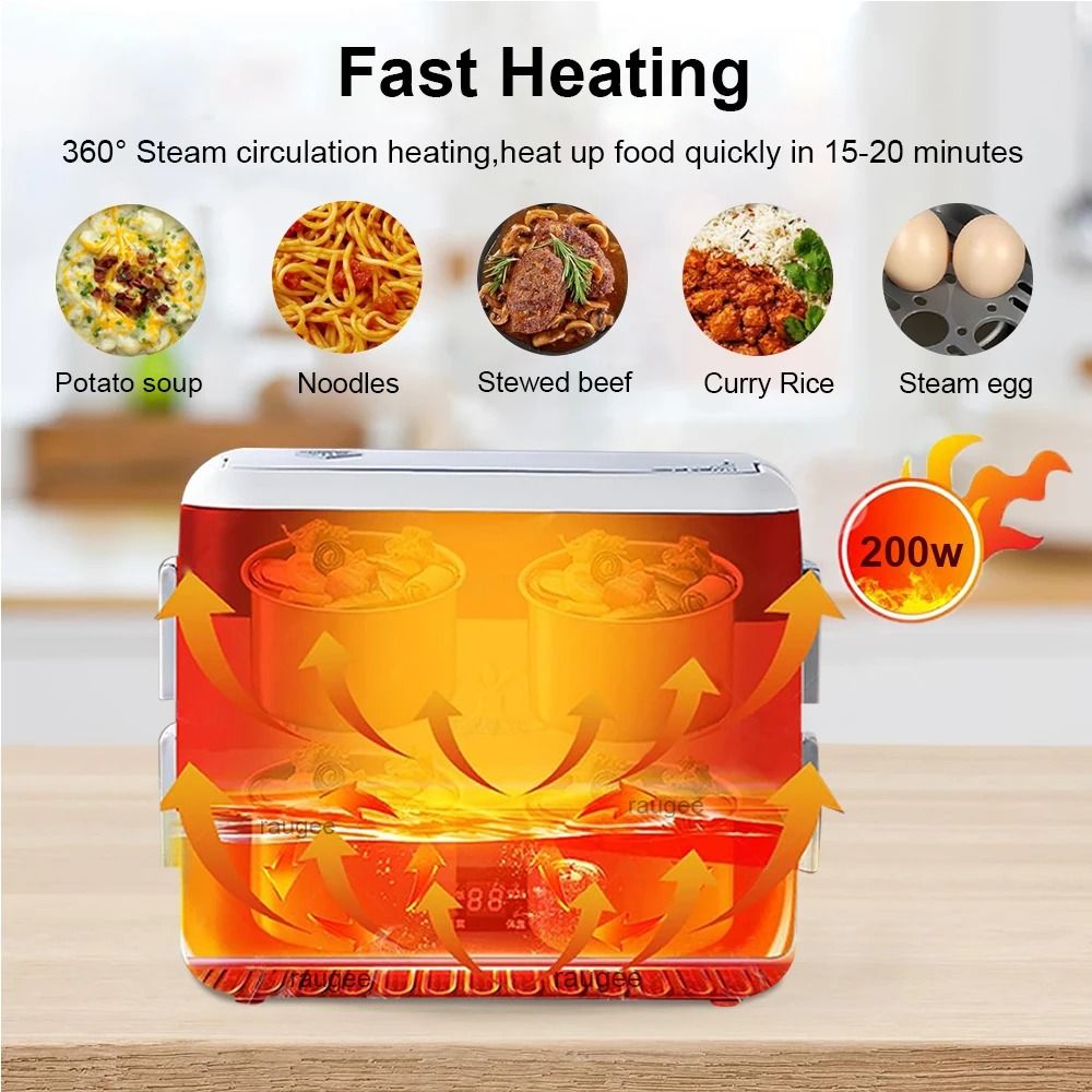 24 L Electric Lunch Box Portable Food Warmer And Steamer For Office And Dorm 5