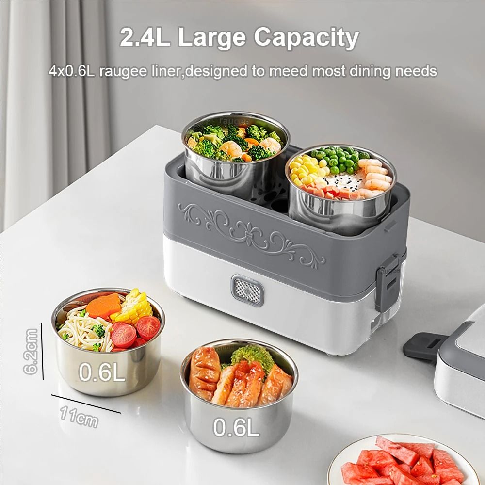 24 L Electric Lunch Box Portable Food Warmer And Steamer For Office And Dorm 6