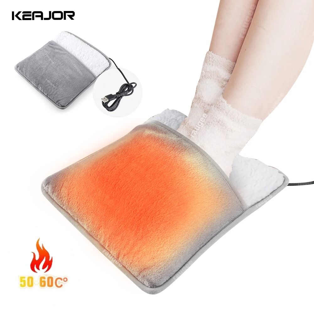 USB Electric Foot Warmer Plush Heating Pad Portable Winter Foot Warming Mat 6