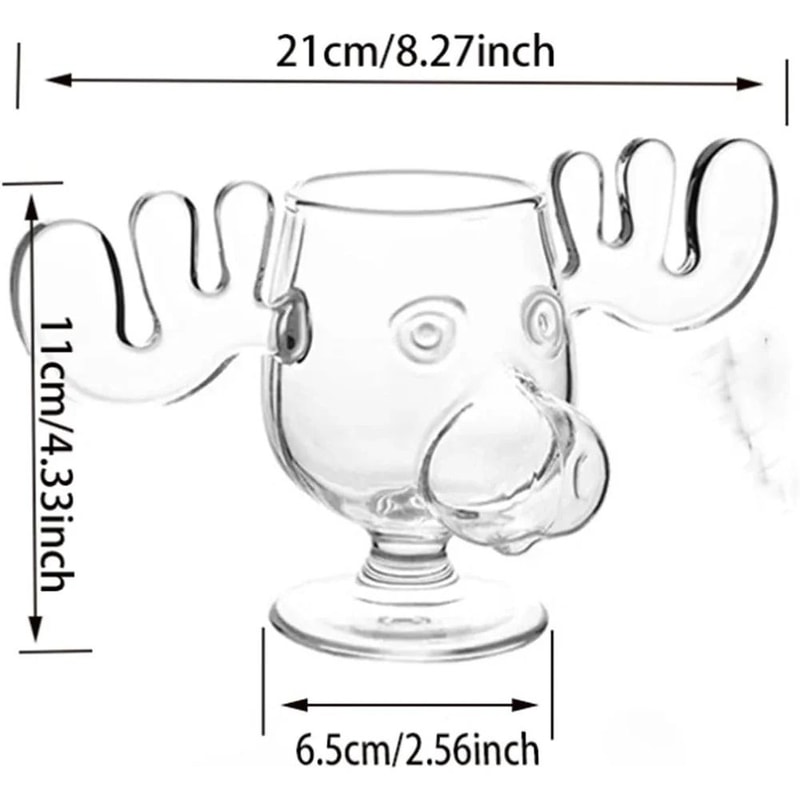 Christmas Moose Mug Reindeer Head Glass Cup 240ml Holiday Drinkware 4