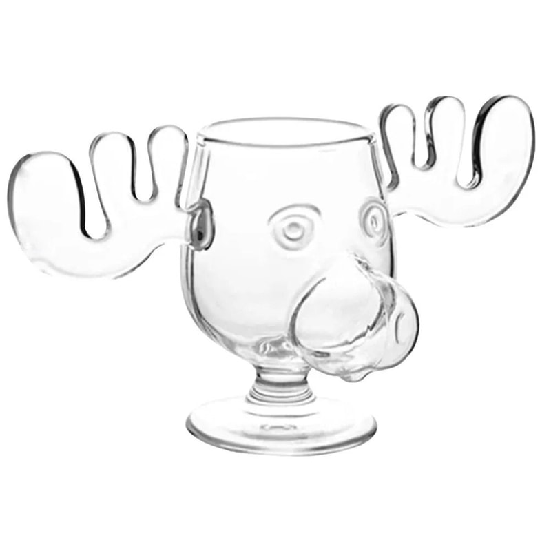 Christmas Moose Mug Reindeer Head Glass Cup 240ml Holiday Drinkware 2