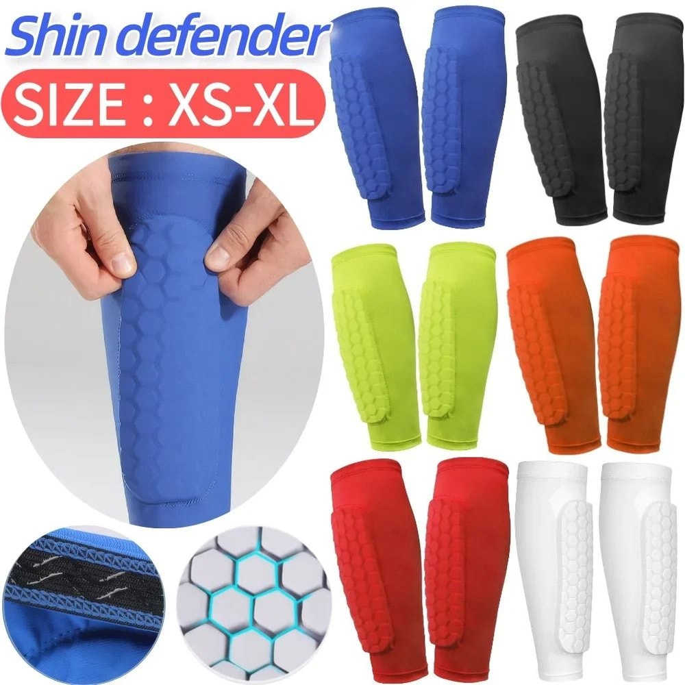 Honeycomb Football Shin Guards Lightweight Ergonomic Calf Protection Pads 10