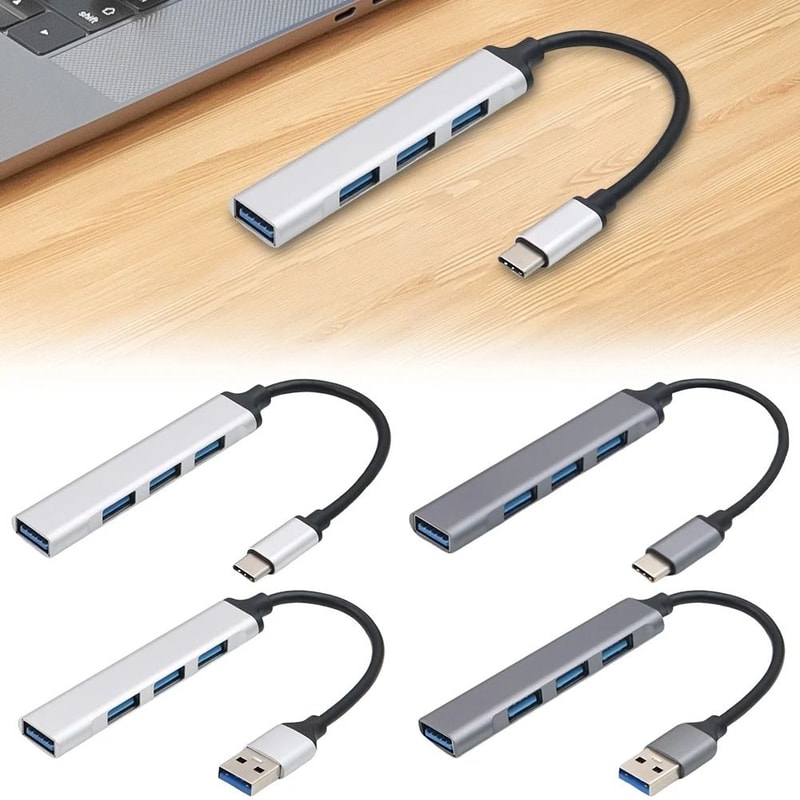 USB 30 Multiport Hub With USB C Connector Fast USB Splitter For Laptops 6