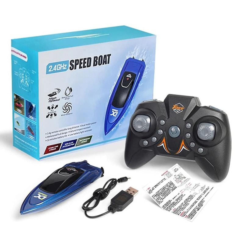 High Speed Waterproof RC Boat With LED Lights Remote Control Ship Toy 8