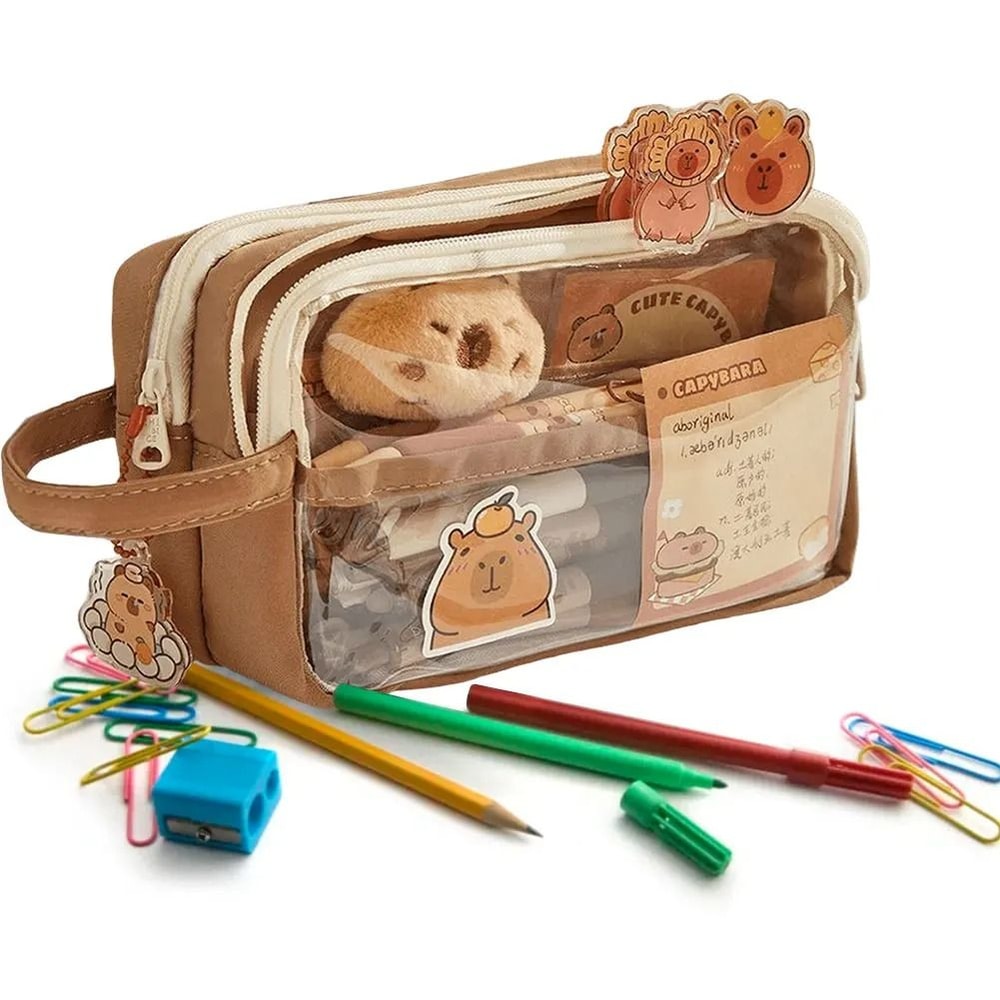 Capybara Kawaii Pencil Case With Compartments Cute Stationery Pouch 4