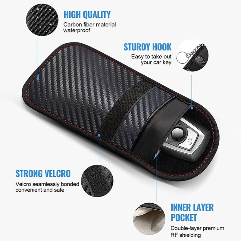 Car Key Signal Blocker Faraday Pouch RFID Protection Case Set Of 2 2