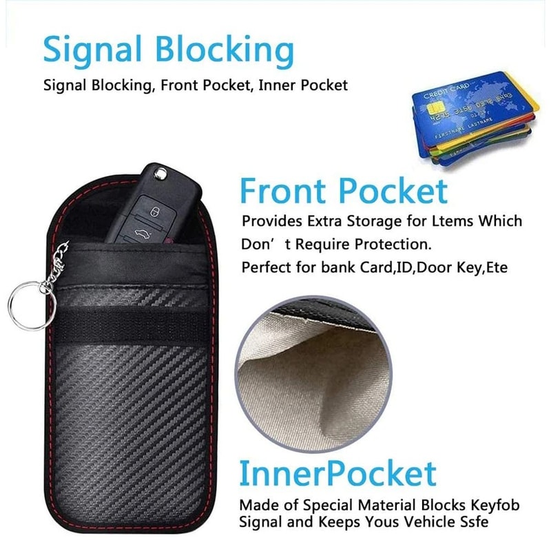 Car Key Signal Blocker Faraday Pouch RFID Protection Case Set Of 2 4