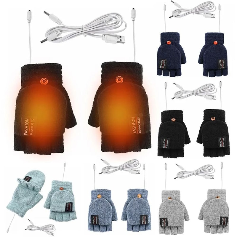 Rechargeable Heated Gloves Double Sided Electric Thermal Mittens 0