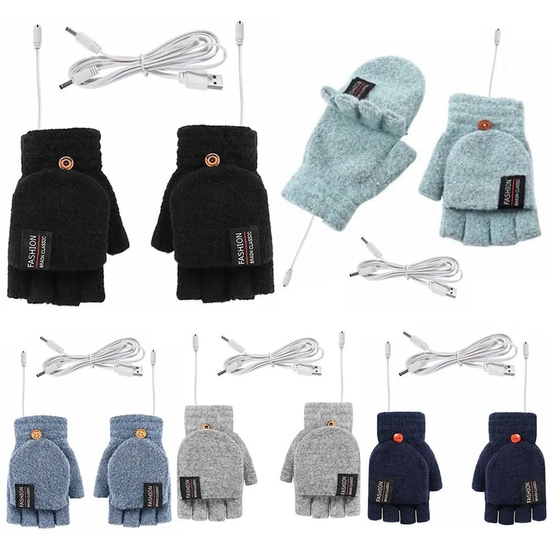 Rechargeable Heated Gloves Double Sided Electric Thermal Mittens 7