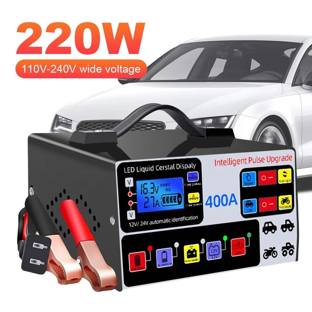 Smart Car Battery Charger 12V 24V With LCD Display Pulse Repair 7