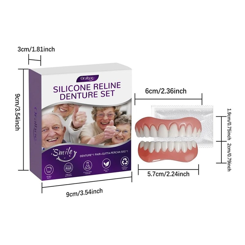 Soft Silicone Denture Set Upper And Lower Comfortable False Teeth 3