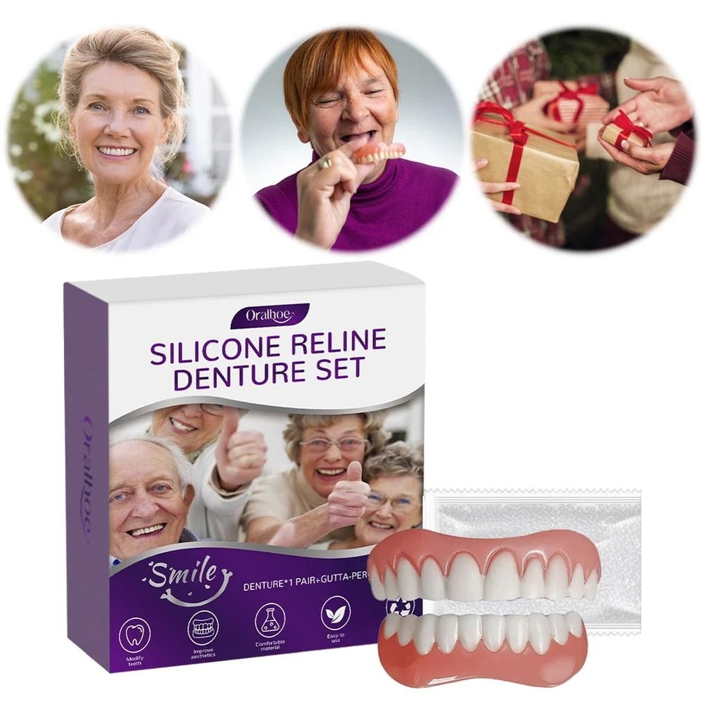Soft Silicone Denture Set Upper And Lower Comfortable False Teeth 2