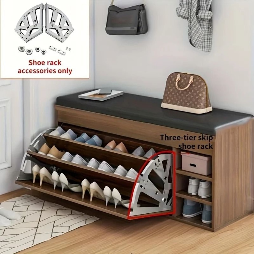 Stainless Steel Flip Shoe Cabinet Hardware Hidden Flip Rack 0