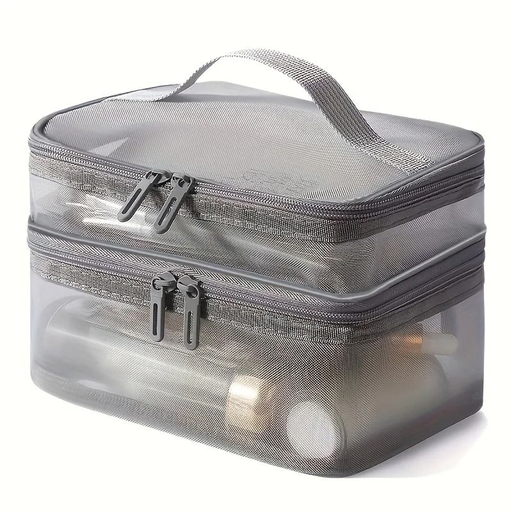Double Layer Makeup Bag Large Capacity Travel Cosmetic Organizer 5